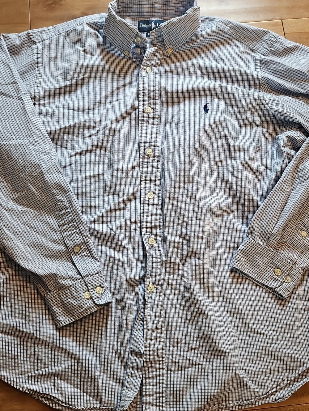 Polo by Ralph Lauren Navy and White Micro-Check Button-Down Shirt